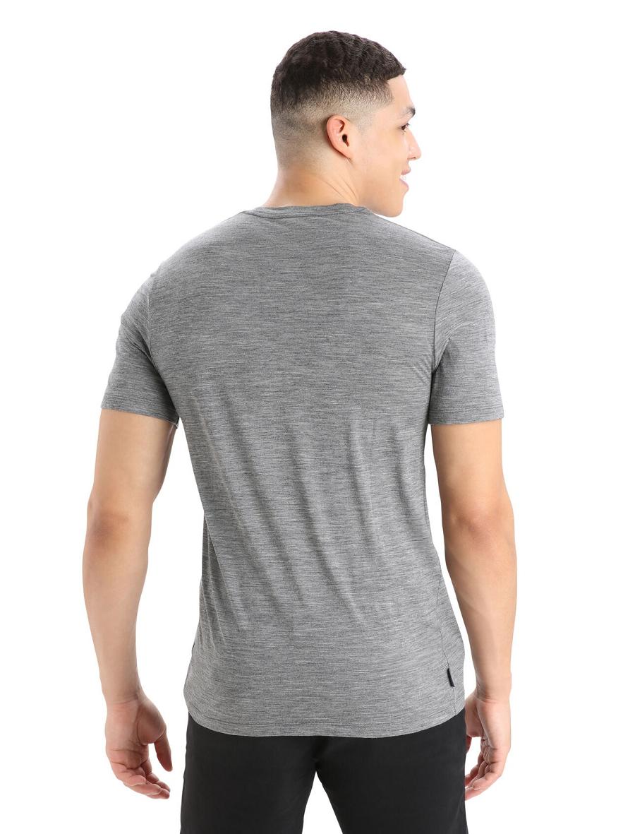 Men's Icebreaker Merino Tech Lite II Short Sleeve Remarkable Range T Shirts Gritstone Heather | CA 1740KORI